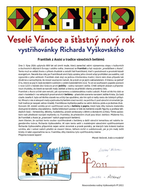 Veselé Vánoce a šťastný nový rok - Vystřihovánky Richarda Vyškovského